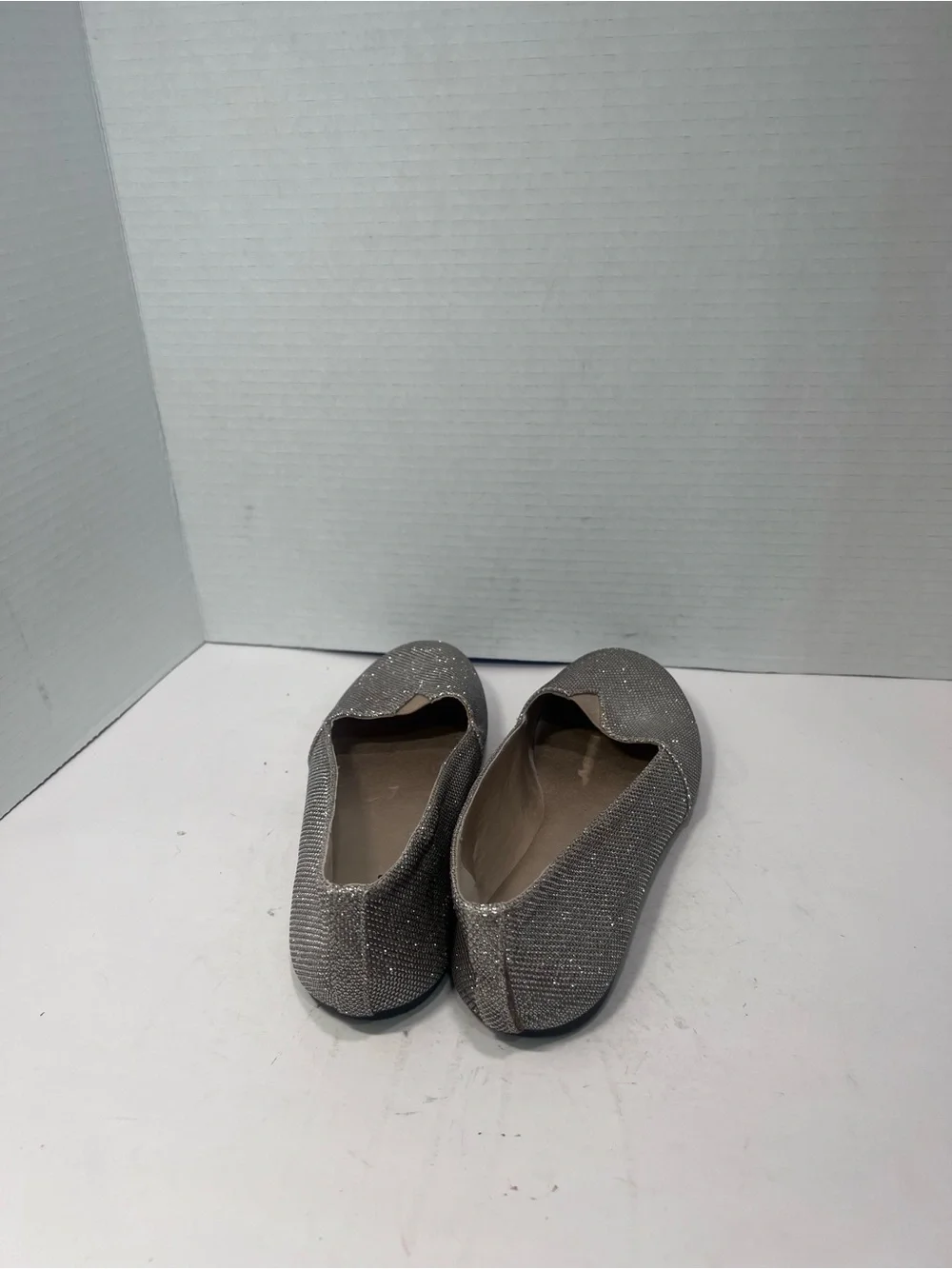 Qupid Silver Glitter Ballet Flats